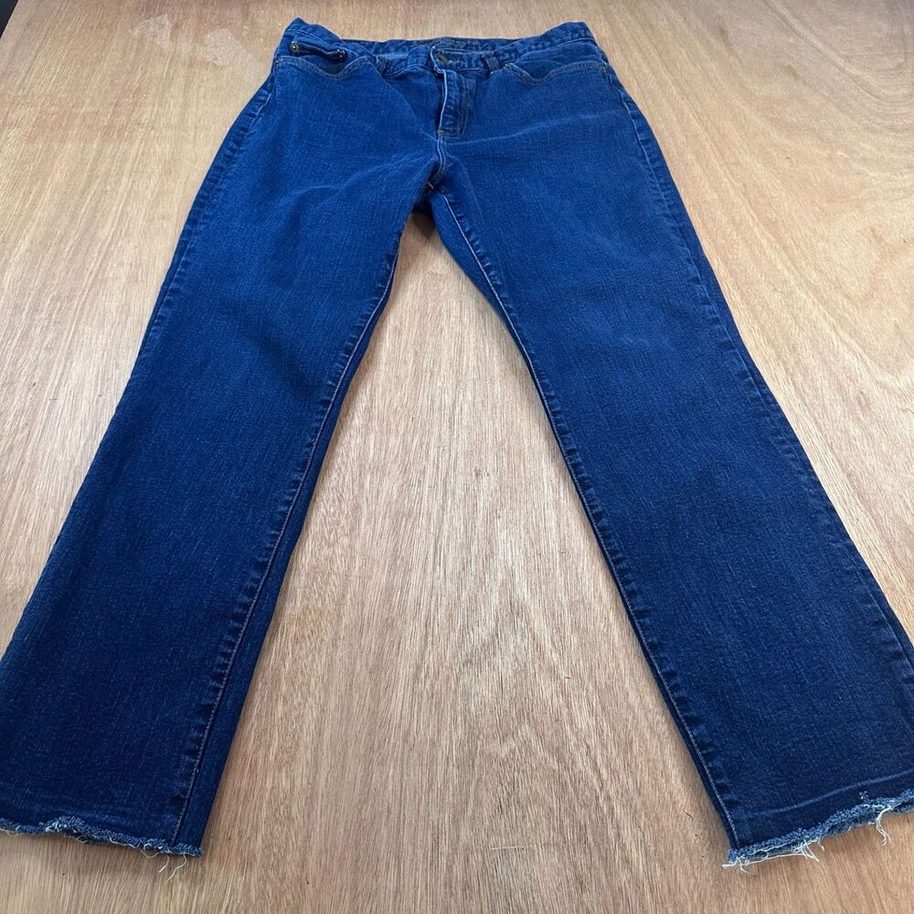 Lauren Jeans Co Ralph Lauren Womens Straight Leg Jeans Sz 10 Blue Raw Hem Denim